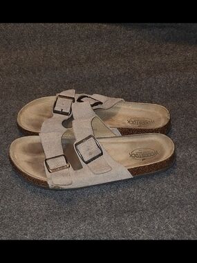 Woodstock Sandals Slides Double Strap Men Size 9M Brown Suede Comfort